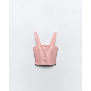 Pink Sleeveless Crop Tank Top with Bustier Style